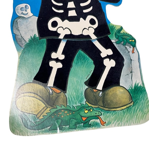 Vintage Eureka Halloween Frankenstein Skeleton Flocked Double Sided Die Cut - Picture 4 of 11